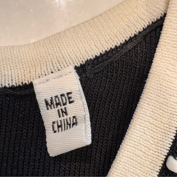 Vertigo Paris Black w/ White trim Beaded tank / tunic  top size large NEW - Picture 7 of 10